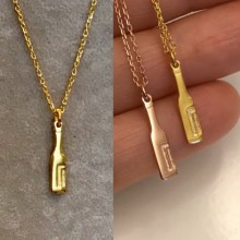 Gümüş Minimal Şişe Kolye - Gold