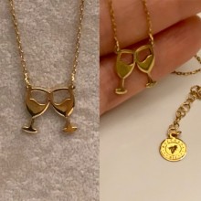 Gümüş Tokuşan Kadehler Kolye - Gold