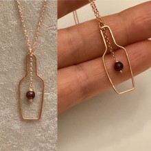 Gümüş Elde Dövme Tel Şişe Kolye - Rose