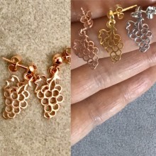 Gümüş Üzüm Minimal Küpe - Gold, Rose