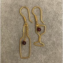 Gümüş Elde Dövme Tel Küpe - Gold