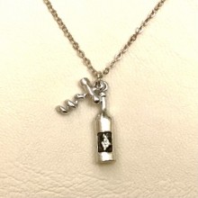 Şarap Şişe-Tirbuşon Kolye, Rodyum 