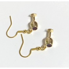 Şarap Kadeh Küpe - Gold, Kırmızı Mineli