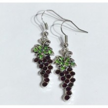 Üzüm Salkımı  Küpe - Rodyum, Taşlı