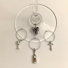 Metal Kadeh Süsleri - 4’lü Karma Şarap Temalı