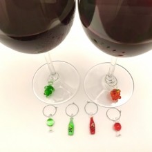 Yılbaşı Cam Kadeh Süsü Seti - 6’lı Üzüm, Şişe, Kadeh